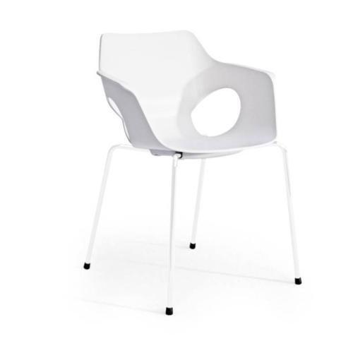 Ole Plastic Visitor Chair White, Black 4 leg base