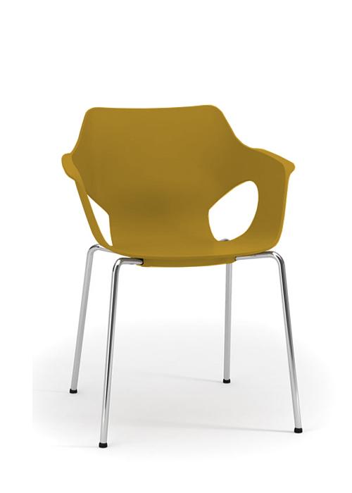 Ole Plastic Visitor Chair Yellow, Chome 4 leg base