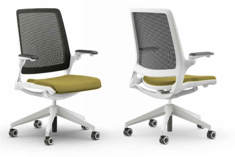 Eva Task Office Chair WhiteFrame Green Seat