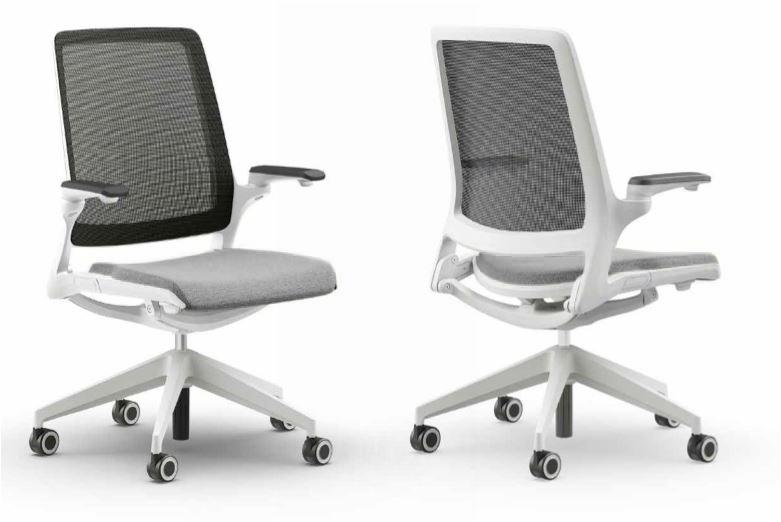 Eva Task Office Chair WhiteFrame Light Grey Seat