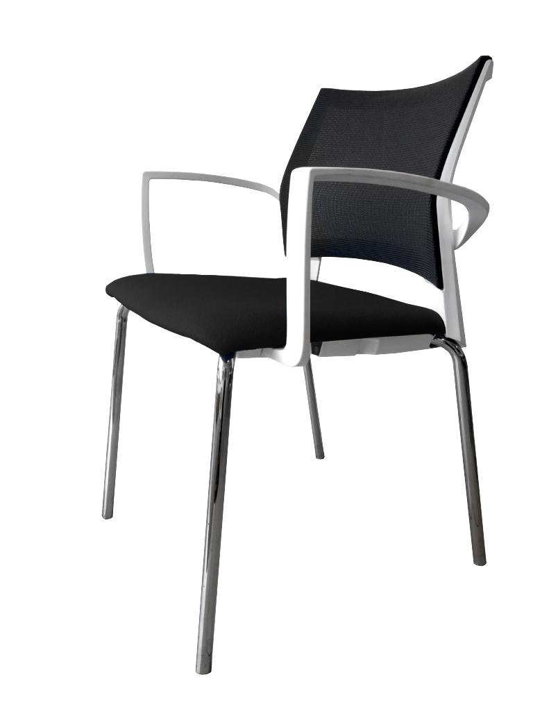 Gaius Mesh Visitor Chair White Frame Black Seat