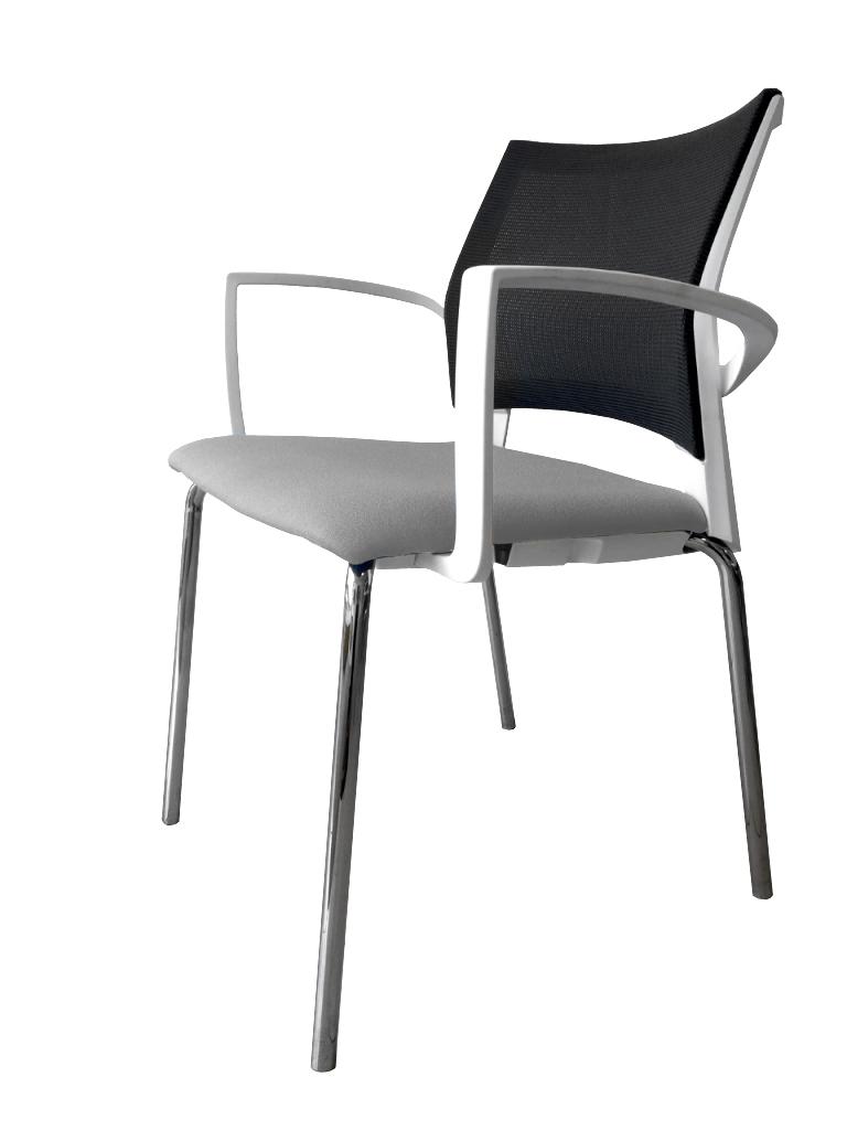 Gaius Mesh Visitor Chair White Frame Light Grey Seat