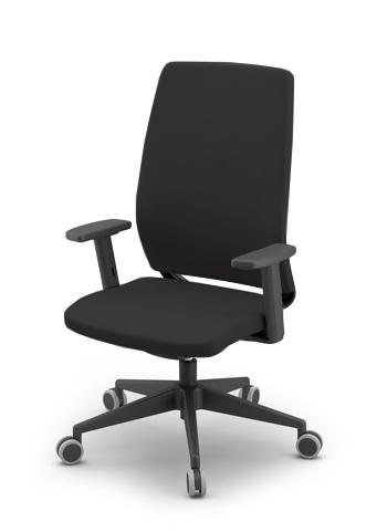 Jen Solid Back Operators Chair. Black Frame, 3D black mesh back, black fabric seat.