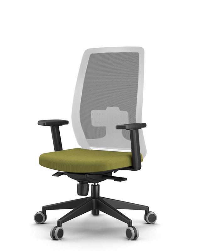 Jen Operators Chair White Frame Green  Seat