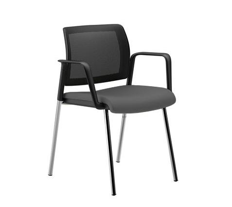 Kind Mesh Visitor Chair Black Frame Grey Seat