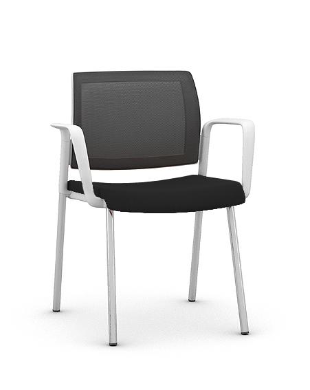 Kind Mesh Visitor Chair  White Frame Black Seat