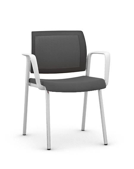 Kind Mesh Visitor Chair White Frame Grey Seat