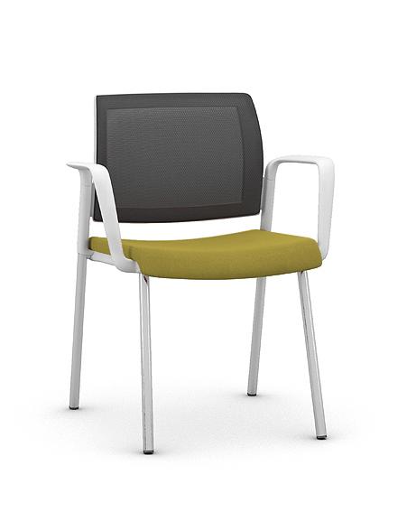 Kind Mesh Visitor Chair White Frame Green Seat