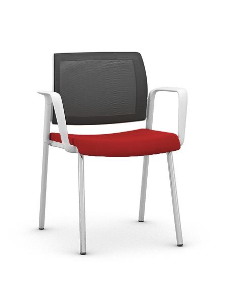 Kind Mesh Visitor Chair White Frame Red Seat