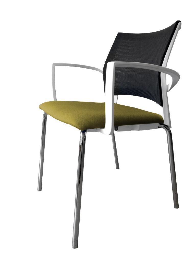 Gaius Mesh Visitor Chair White Frame Green Seat