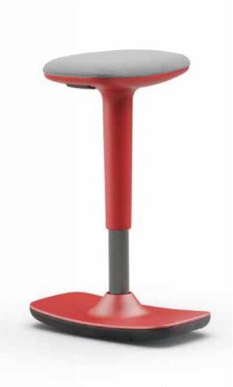 Leo Stool Red Light Grey Fabric