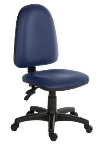 Office Ergo Twin PU Blue Operator chair with a floating or fixed permanent contact backrest and a sturdy nylon base
