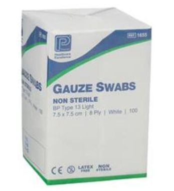 Gauze Swab Green N/S 8 PLY 10cm x 10cm x100