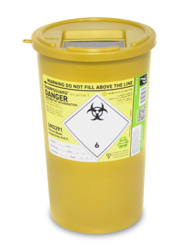 Sharpsguard Bin Eco Yellow 5L x1