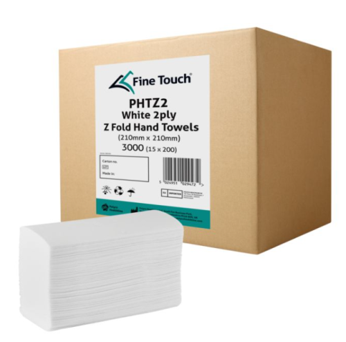 Fine Touch PHTZ2 White 2ply Z Fold Hand Towels x3000