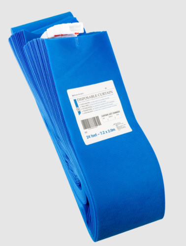 BWE Disposable Curtains 7.2x2m Drop Blue w/U Shape Hook 1 Pair (Min order 5)