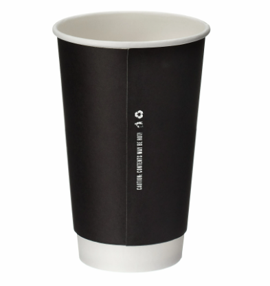 CUPS DOUBLE WALLED BLACK 16oz (500)