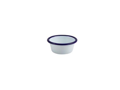 Enamel Ramekin White with Blue Rim 8cm Dia 90ml/3.2oz