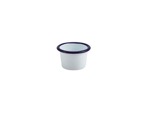 Enamel Ramekin White with Blue Rim 7 cm Dia 90ml/3.2oz