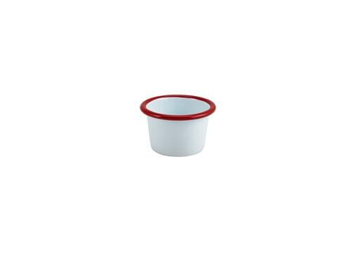 Enamel Ramekin White with Red Rim 7 cm Dia 90ml/3.2oz