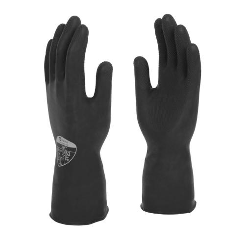 RUBBER GLOVES JET BLACK HEAVY DUTY WITH FLOCK LINING SMALL (12  PAIRS)