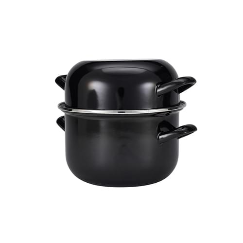 Black Enamel Mussel Pot 18cm (Dia)