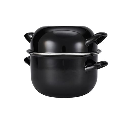 Black Enamel Mussel Pot 20cm (Dia)