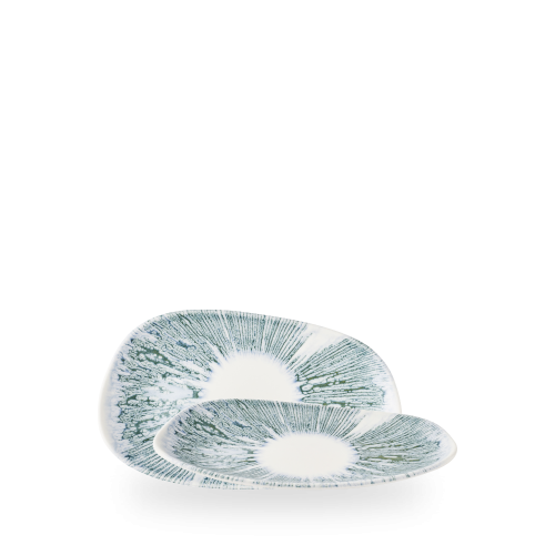 Churchill Lyra Blue Opal Organic Oblong Plate 22x13cm (Pack of 6)