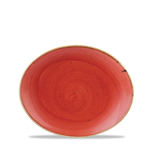 Churchill Stonecast Berry Red Orbit Oval Coupe Plate 19.7cm (Pack of 12)