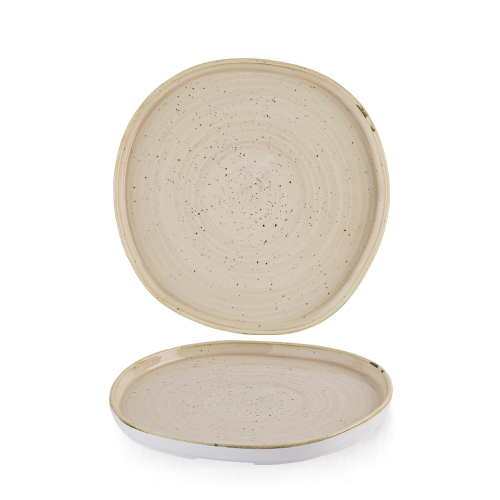 Churchill Stonecast Nutmeg Cream Organic Walled Plate 8 1/4" (Pack of 6)