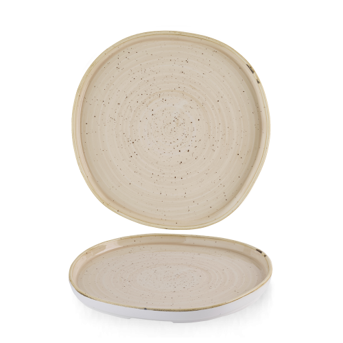 Churchill Stonecast Nutmeg Cream Organic Walled Plate 10 1/2" (Pack of 6)