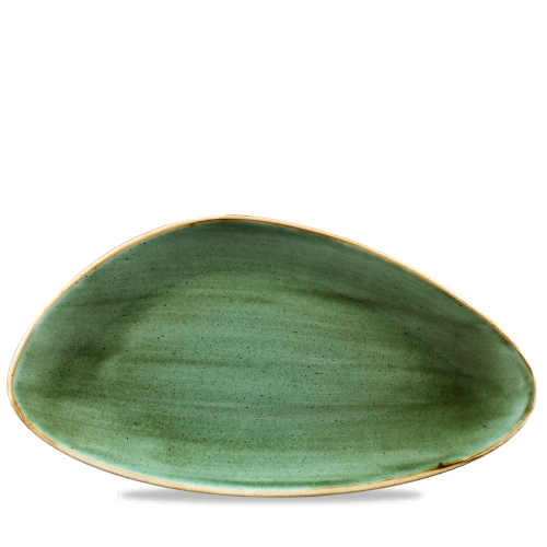 Churchill Stonecast Samphire Green Triangle Chefs Plate 13 3/4"x7 3/8" (Pack of 6)