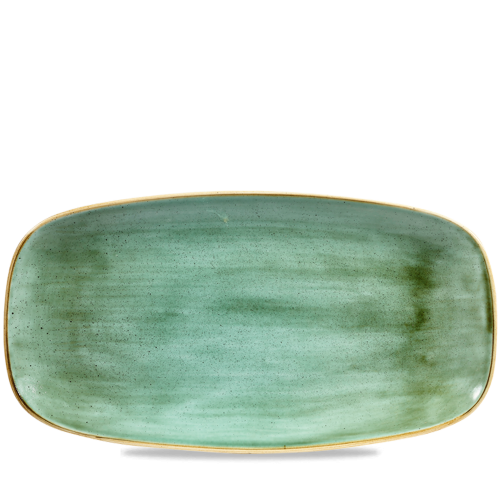 Churchill Stonecast Samphire Green Chefs Oblong Plate 13 7/8x7 3/8" (Pack of 6)