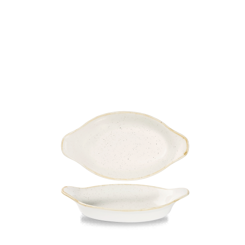 Churchill Stonecast Barley White Small Oval Eared Dish 8 1/8 X 4 3/8" (Pack of 6)