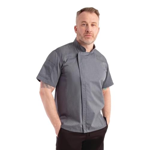 Chef Works Unisex Springfield Lightweight Short Sleeve Zipper Coat Ink Blue Size XL