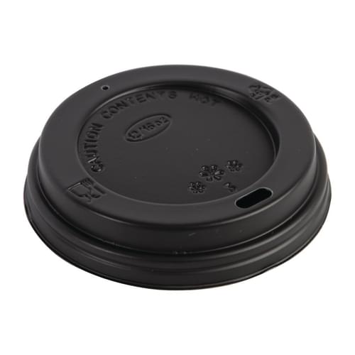 Fiesta Recyclable Coffee Cup Lids Black 340ml / 12oz and 455ml / 16oz (Pack of 50)