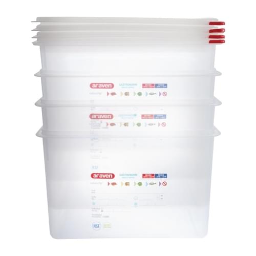 Araven Polypropylene 1/1 Gastronorm Food Storage Box 28Ltr (Pack of 4)