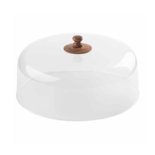 TableCraft Acacia Collection Round Acrylic Cake Dome With Acacia Handle 30x14.5cm