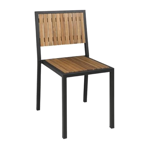 Bolero Steel & Acacia Side Chairs (Pack of 4)