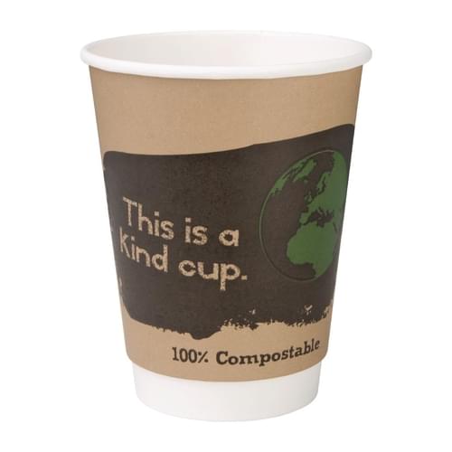 Fiesta Compostable Coffee Cups Double Wall 355ml / 12oz (Pack of 25)
