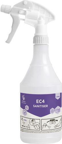 EVANS EC4 SANITISER (E-DOSE) BLUE TRIGGER & 600ml SPRAY BOTTLE (1)