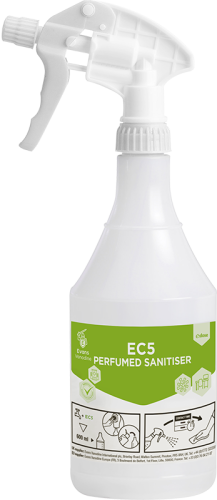 EVANS EC5 PERFUMED SANITISER (E-DOSE) WHITE TRIGGER & 600ml SPRAY BOTTLE (1)