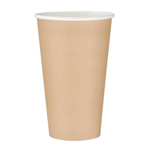 Fiesta Recyclable Single Wall Takeaway Coffee Cups Kraft 455ml / 16oz (Pack of 50)