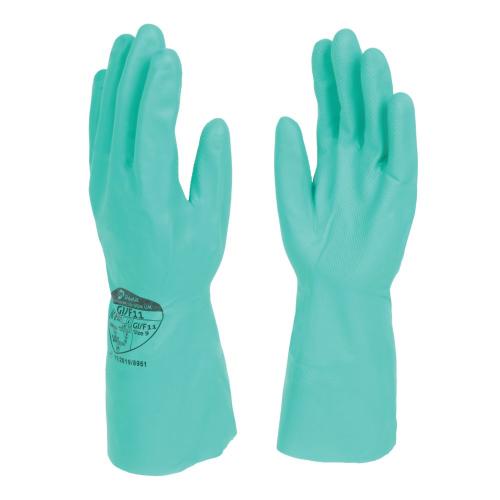 NITRILE GLOVES GREEN WITH FLOCK LINING MEDIUM (PAIR)