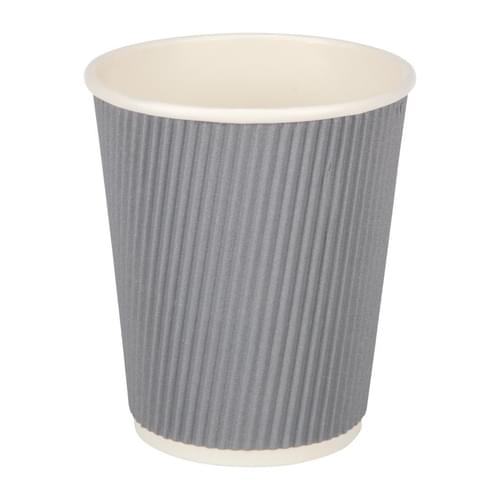 Fiesta Recyclable Coffee Cups Ripple Wall Charcoal 225ml / 8oz (Pack of 500)