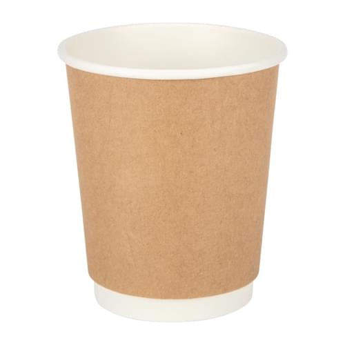 Fiesta Recyclable Coffee Cups Double Wall Kraft 225ml / 8oz (Pack of 25)