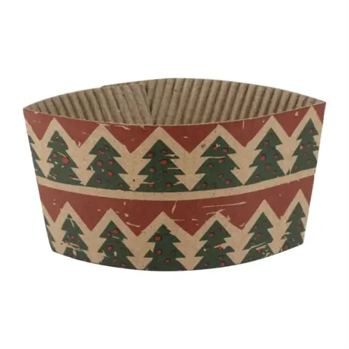 Recyclable Christmas Cup Sleeves for 8oz Hot Cups (100 Pack)