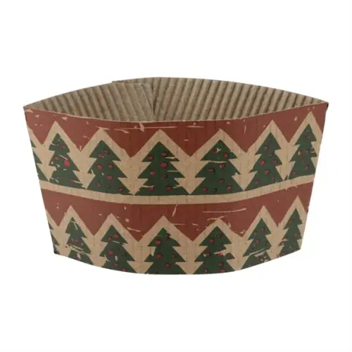 Recyclable Christmas Cup Sleeves for 12oz Hot Cups (100 Pack)