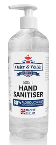 HAND SANITISER ALCOHOL GEL PUMP BOTTLE (1 x 500ml)