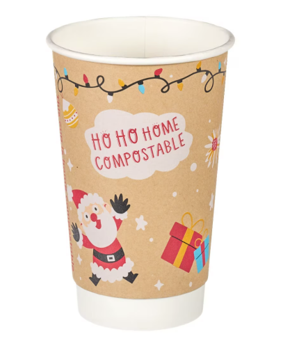 CHRISTMAS CUPS DOUBLE WALLED AQUEOUS LINED 16oz (500)
